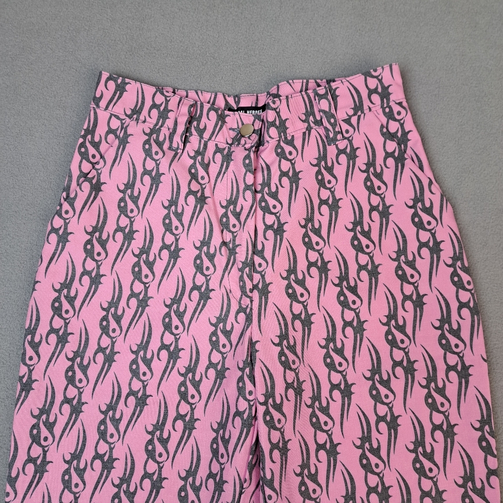 Y2K Love Pink Jeans Women's *Small Tribal Yin Yang AOP Mid-Rise Taper Leg